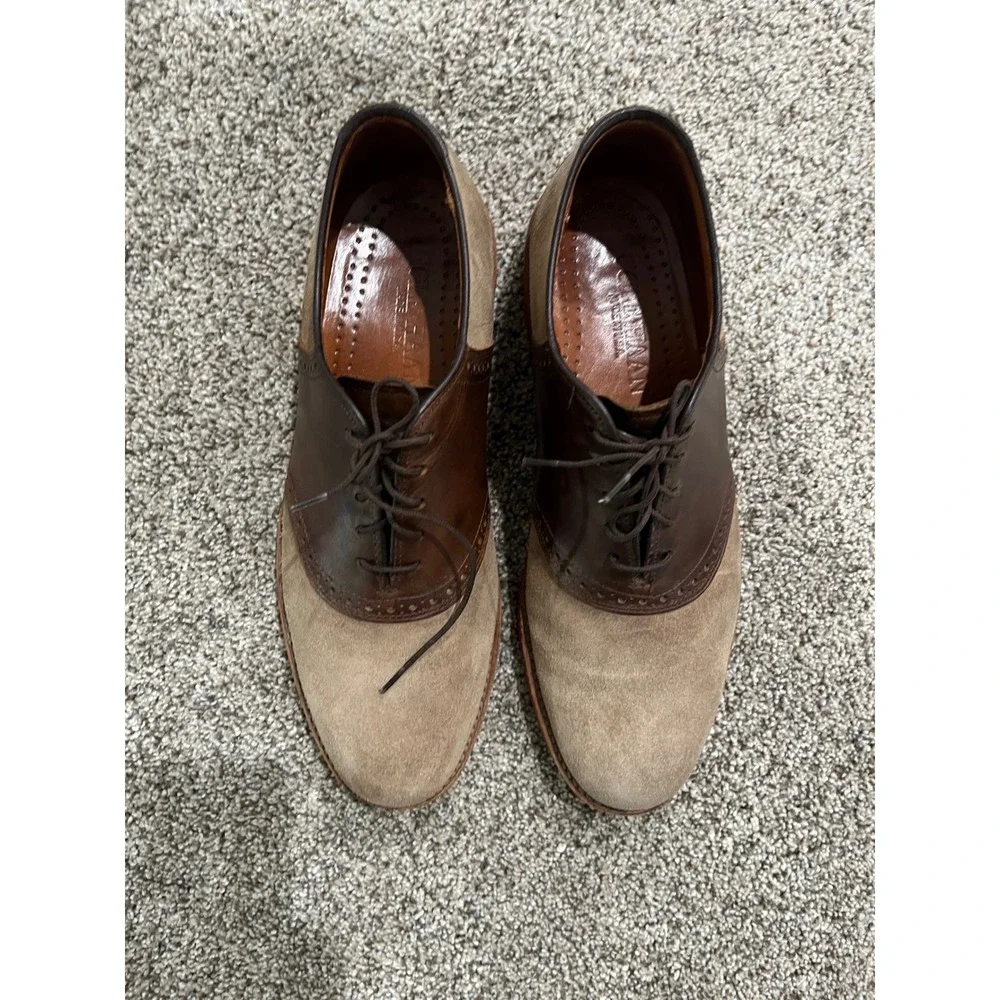 Cole Haan Mens 8.5 B Saddle Shoes Brown Leather Tan Suede Oxford USA 16152J
